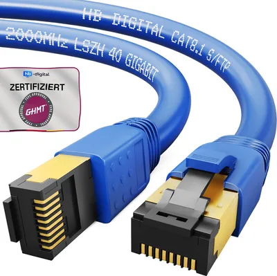 Produktbild von hb-digital 1,5m RJ45 Patchkabel CAT 8.1 S/FTP LSZH blau