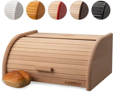 Produktbild von FALKENBERGER Brotkasten aus Buchenholz ca. 39x28x18cm XL Rollbrotkasten traditionell Brotbox mit Roll-Deckel Handmade