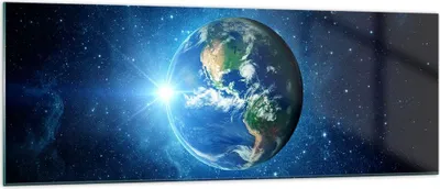 Produktbild von Bilder auf glas - Erde Universum Sterne Galaxie - 140x50cm - Glasbilder - Wandbilder - Kunstdruck - zum Aufhängen bereit - Wanddekoration aus Glas - Glas Bilder - Wandbild auf Glas - GAB140x50-2943