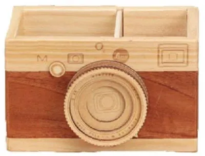 Image de Organisateur de bureau en bois avec 2 compartiments - Durable - Style scandinave - Porte-stylos