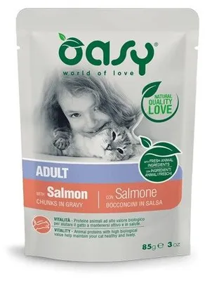 Productafbeelding van OASY Brokken in jus, zalm - natvoer voor katten - 85g