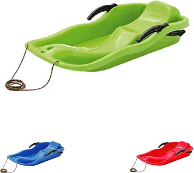 Immagine prodotto di Prosperplast | bob da corsa | verde | plastica di alta qualità | incl. corda di trazione e leva del freno | ideale anche come slittino, bob, slitta o aliante da neve