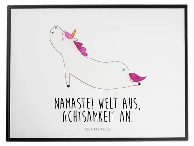 Produktbild von Mr. & Mrs. Panda Schreibunterlage Einhorn Yoga - Weiß - Geschenk, Schreibtischauflage, Sport, Yogamatte, Unicorn, Einhörner, Tischschoner, malunterlagen, Joga