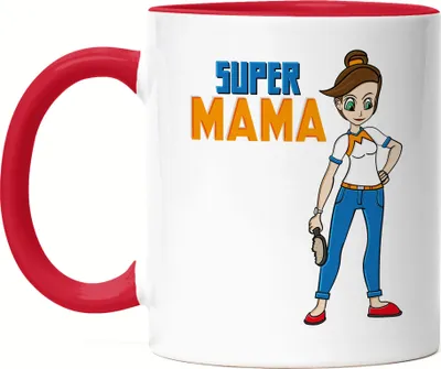Produktbild von Super-Mama Tasse Rot Mutter Superheldin Muttertag Lustig Spruch Geschenk Mama Mami