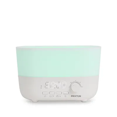Produktbild von PRIXTON Aroma Connected Luftbefeuchter, Diffusor für Aromen und ätherische Öle, 360 ml, Lautsprecher Bluetooth, 7-farbige LED, Timer, Uhr und Wecker