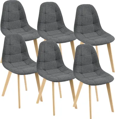 Obrázok produktu pre Jedálenská stolička Kopparberg Sada 6 látkových poťahov Bukové kreslo do obývačky 86 x 53 x 47 cm Tmavo sivá