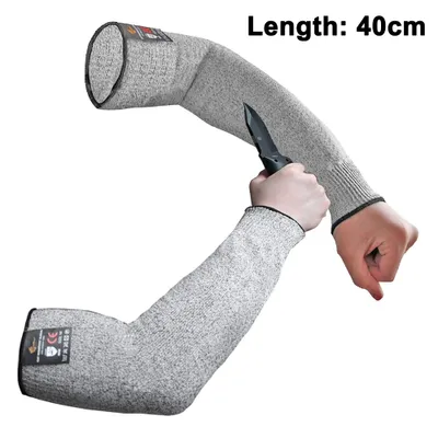 Produktbild von 1 Paar Schnittfeste Strickärmel Schutz Schnittfeste Ärmel mit Daumenschlitz Verhindert Schrammen Kratzer Hautirritationen UV-Schutz, Daumen gerader Stil, 40 cm