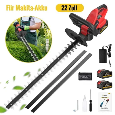 Zdjęcie produktu dla Akumulatorowa nożyca do żywopłotów, długość cięcia 560 mm, bezprzewodowa, elektryczna nożyca do żywopłotów z podwójnymi ostrzami, akumulator litowo-jonowy 21V, 4000 mAh, moc 1000 W, w zestawie 2 akumulatory i ładowarka, waga