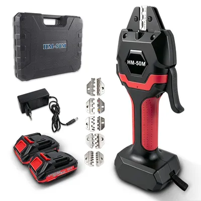 Immagine prodotto di Pinza crimpatrice elettrica a batteria, 20V / 2,5Ah, campo di crimpatura da 0,5 mm² a 50 mm², design intuitivo, certificata per la sicurezza, costruzione robusta