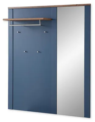 Produktbild von Dijon Garderobenpaneel mit Spiegel in Parisian Blue, Haveleiche Cognac Optik - M