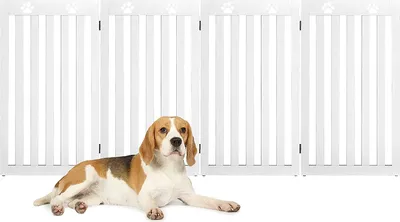Produktbild von GOPLUS 4 Paneelen Hunde Absperrgitter Schutzgitter für Hunde, klappbar Hundegitter 89cm hoch, Tierschutzgitter, Treppengitter