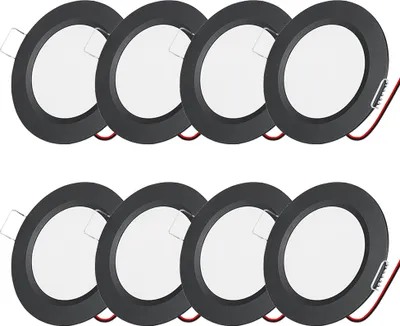 Produktbild von 8 Stück 3W 12V LED Einbaustrahler Warmweiß Ultradünn Deckenleuchte Einbauleuchte Strahler Innenbeleuchtung, Schwarz