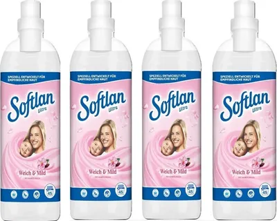 Produktbild von Softlan Weichspüler Weich & Mild 4 x 1lL für unwiderstehlich weiche Wäsche