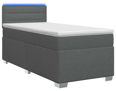 Immagine prodotto di Letto con rete a molle e materasso, colore grigio scuro, 80 x 200 cm, rivestito in tessuto
