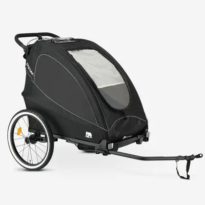 Produktbild von DERYAN Luxe Fahrradanhänger - Fahrradanhänger, Kinderwagen und Jogger - 2-Sitzer - Schwarz