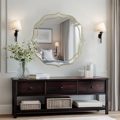 Immagine prodotto di ARTLOGE Specchio da parete asimmetrico, specchio irregolare, specchio moderno di design Specchio da porta senza forma e senza cornice, 80cm