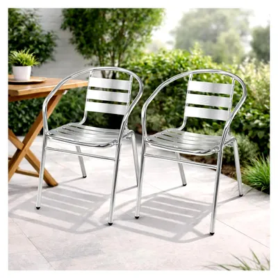 Produktbild von 2 Stück Stapelstuhl aus Aluminium für Garten und Balkon