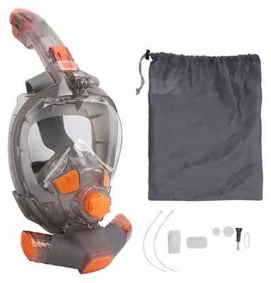Immagine prodotto di Maschera da snorkeling a pieno facciale, silicone PC, antiappannamento, visione panoramica a 180 gradi, maschera da snorkeling con tubo flessibile pieghevole, vite di fissaggio per fotocamera