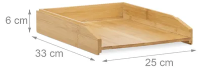 Obrázek produktu pro 3 x zásobník na dokumenty, stohovatelný, formát A4, kancelář, psací stůl, zásobník na dopisy z bambusového dřeva, 6 x 25 x 33 cm, přírodní