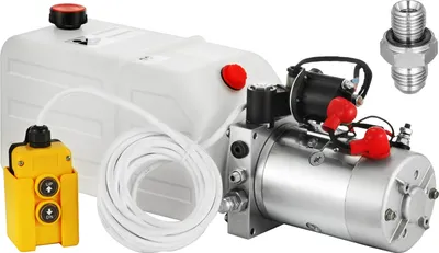Obrázek produktu pro Hydraulické čerpadlo VEVOR 7L, jednočinné hydraulické čerpadlo 2850R/MIN max, hydraulický agregát 3200 PSI, jednočinný hydraulický agregát, sklápěcí čerpadlo s plastovou nádrží
