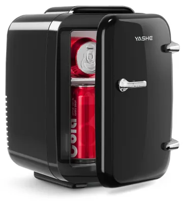Produktbild von YASHE Mini Kühlschrank, 4 Liter Mini-Kühlschränke für Kosmetik, Getränke, 220V AC/ 12V DC Thermoelektrische Kühlung und Erwärmung, Kleiner Kühlschrank für Schlafzimmer, Büro, Wohnheim, Auto Weiß