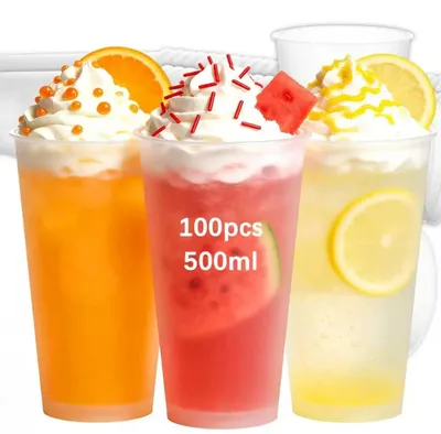 Obrázek produktu pro Plastové kelímky, objem 500 ml, pevné a opakovaně použitelné, 100 ks