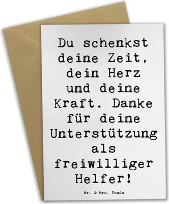 Produktbild von Mr. & Mrs. Panda Glückwunschkarte Spruch Freiwilliger Dank - Weiß - Geschenk, Klappkarte, Zeit schenken, Danke sagen, Freiwilligenarbeit, Anerkennung, Liebe, Grußkarten