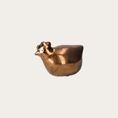 Immagine prodotto di KEYHOMESTORE | Chioccia Decorativa in Vetroceramica Dorata H.16 cm