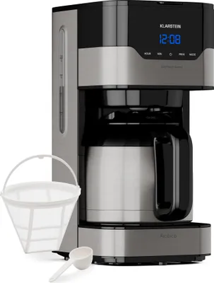 Image de Klarstein Cafetiere Espresso, Café Chaud et Glacé, Cafetières 1.2L, Machines à Café, Machines à Expresso, Petite Cafetière Electrique Acier Inoxydable 800W Café Filtre, Machine a Cafe Qualite Barista
