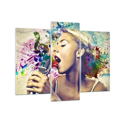 Produktbild von Bilder auf glas - Singen mikrofon energie - 130x100cm - Glasbilder - Wandbilder - Kunstdruck - zum Aufhängen bereit - Wanddekoration aus Glas - Glas Bilder - Wandbild auf Glas - GCB130x100-2622