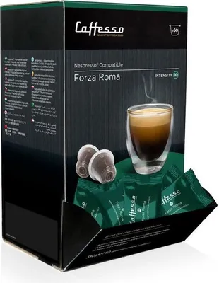 Produktbild von Caffesso Forza Roma 60 Stück – 100 % kompatible Kapseln für Nespresso-, DeLonghi- und Krups-Kaffeemaschinen