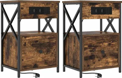 Zdjęcie produktu dla Szafka Nocna z szufladą 2 pcs Dąb wędzony 40 x 31 x 60 cm