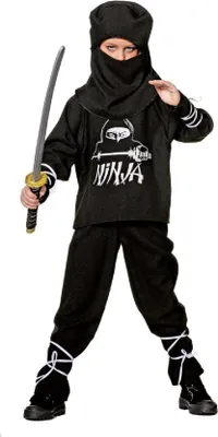 Produktbild von W3305-128 schwarz Kinder Junge Mädchen Ninja-Samurai Kostüm Gr.128