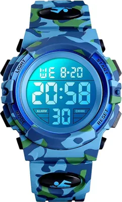 Produktbild von Wasserdichte, elektronische Herren-Sportuhr mit analoger LED-Beleuchtung, Alarm und Stoppuhr, Silikonarmband,Light blue