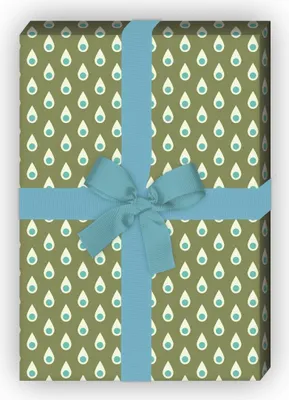 Produktbild von 70er Jahre Retro Geschenkpapier Set mit Vintage Tropfen, türkis - G8535, 32 x 48cm