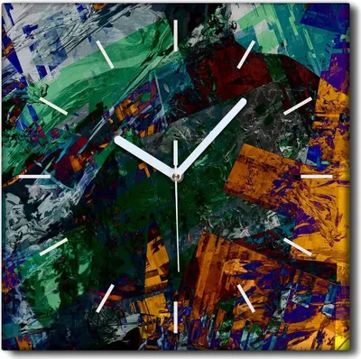 Produktbild von Coloray Uhr auf Leinwand 30x30 cm Wand Uhr Dekoration Wohnzimmer Segeltuch weiße Zeiger -Abstraktionslandschaft.