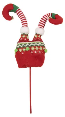 Zdjęcie produktu dla Clayre & Eef Dekoracja świąteczna – nogi elfa 14x5x48 cm, czerwone, drewniane