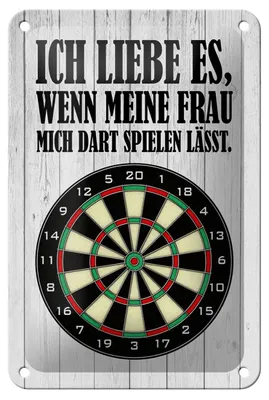 Produktbild von Blechschild Spruch 12x18cm liebe wenn meine Frau mich DART