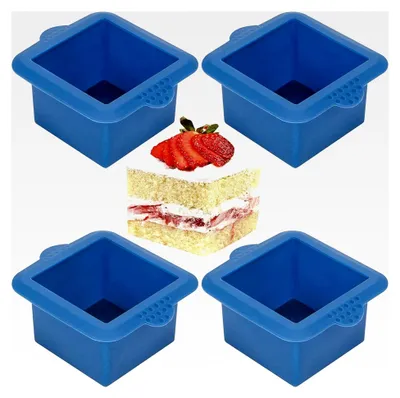 Produktbild von Mini Kuchenform Eckig Silikon Quadratisch 4 Stück 3 Zoll für Kleine Kuchen, Muffins, Cupcakes, Seife, Gelee