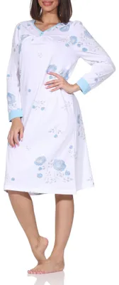 Produktbild von Normann Damen langarm Nachthemd im klassischen fraulichen Design – auch in Übergrößen ; hellblau , 48