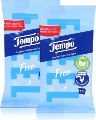 Produktbild von 2x Tempo Feuchte Toilettentücher sanft & pflegend Travelpack, mit Kamille 10er