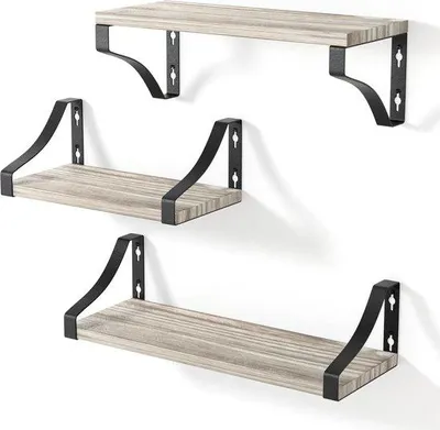 Produktbild von Unyqoos® 3er-Set Wandregale aus Paulownia-Holz, schwebende Regalbretter helles Holz, S 29×25×1,5 cm | M 36×15×1,5 cm | L 42×15×1,5 cm