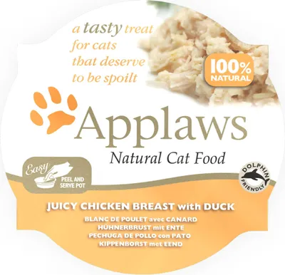 Productafbeelding van APPLAWS Kattenvoer, kip en eendenborst, terrine, 10 x 60 gram