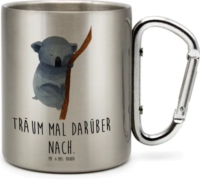 Produktbild von Mr. & Mrs. Panda Teetasse Koalabär - Transparent - Geschenk, Becher Aus Edelstahl, Lustige Sprüche, Thermobecher, Schlafzimmer, Koala, schlafen, Edelstahlbecher, Träumen