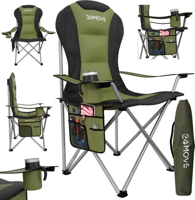 Produktbild von 24MOVE® Campingstuhl Salvador faltbar Camping Klappstuhl gepolstert inkl. Tragetasche, bis 150kg belastbar, grün