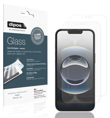 Produktbild von 2x Schutzfolie für Apple iPhone 17e matt - Anti-Shock 9H Folie dipos Glass Kunststoffglas
