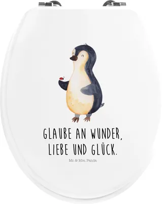 Produktbild von Mr. & Mrs. Panda klo deckel Pinguin Marienkäfer - Weiß - Geschenk, Lebensfreude, Wunder, Liebe, WC-Sitz, Klo-Deckel, Toilettendeckel, Kleine, klobrille motiv, Klodeckel