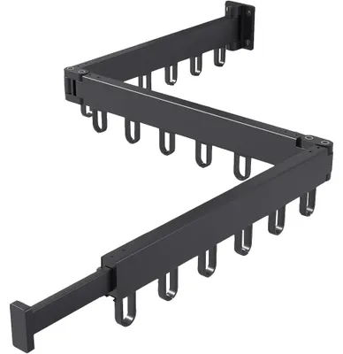 Produktbild von Wand-Wäschetrockner - Wandmontierter Kleiderständer - Ausziehbar - Klappbar - Aluminiumlegierung - Platzsparender Mehrzweck Kleiderhaken - Schwarz