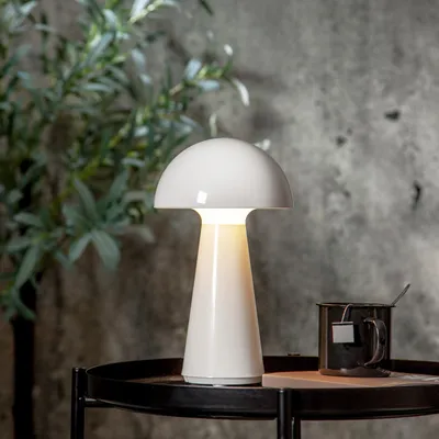 Immagine prodotto di Lampada da tavolo USB LED per interni/esterni "Mushroom" bianco 3W 830 (bianco caldo) incl. batteria ricaricabile + cavo di ricarica dimmerabile