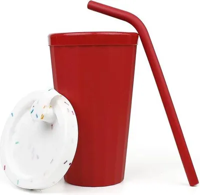 Immagine prodotto di Bicchieri riutilizzabili Famanu, con finitura opaca, dotati di cannuccia e coperchio – senza BPA, capacità 16 oz (rossi)